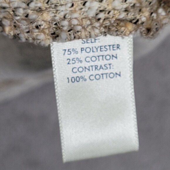 BKE Womens Beige Tweed Knit Sweater With Lace-Up V-Neck  L - Picture 5 of 7